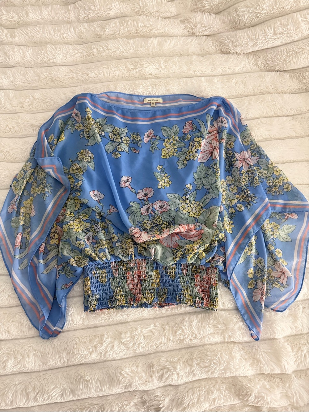 Max Studio Floral Blouse with Sinched Bottom